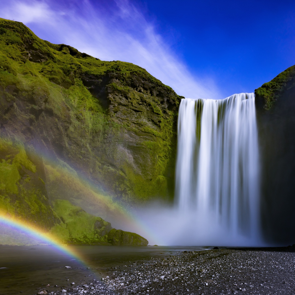 Красивый водопад Скоугафосс, Исландия