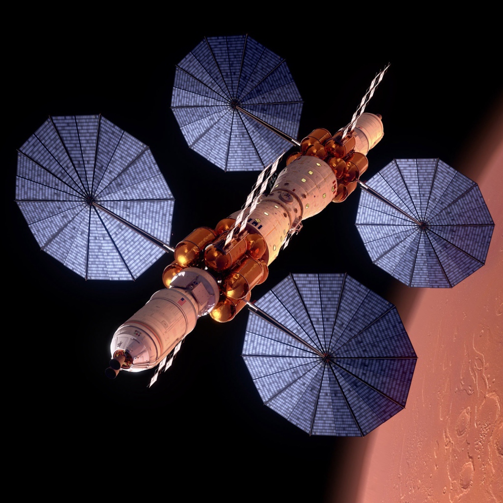 Космическая станция рядом с планетой Марс