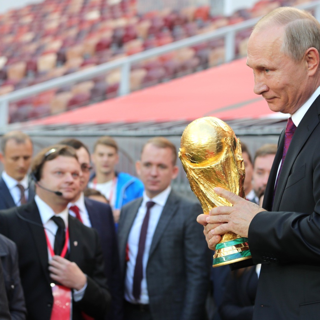 President of Russia with the cup of the World Cup 2018