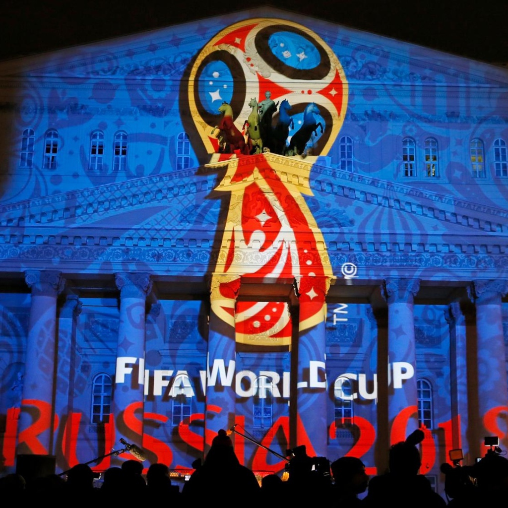 Проекция на здании, чемпионат мира по футболу 2018 в России