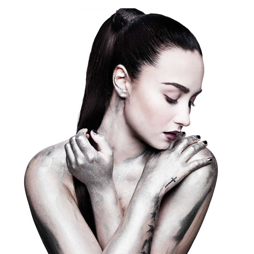 American actress Demi Lovato photo on white background