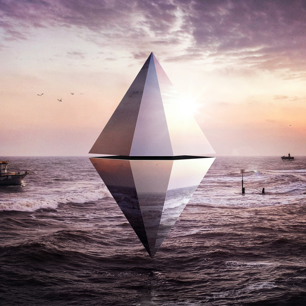 Пирамида 3д над океаном 