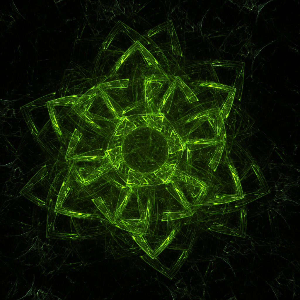 Beautiful abstract green star on a black background