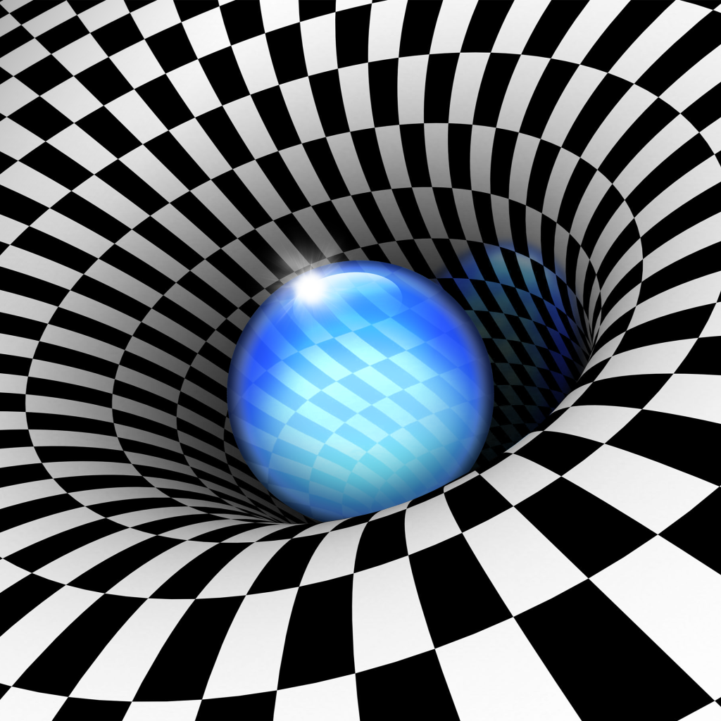 Черно - белая воронка с неоновым шаром