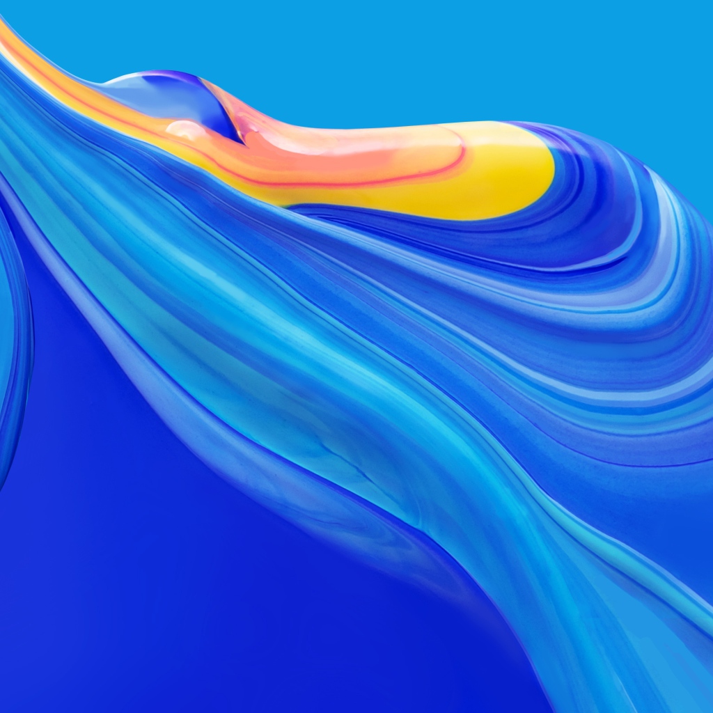 Голубая и желтая краска смешиваются на голубом фоне