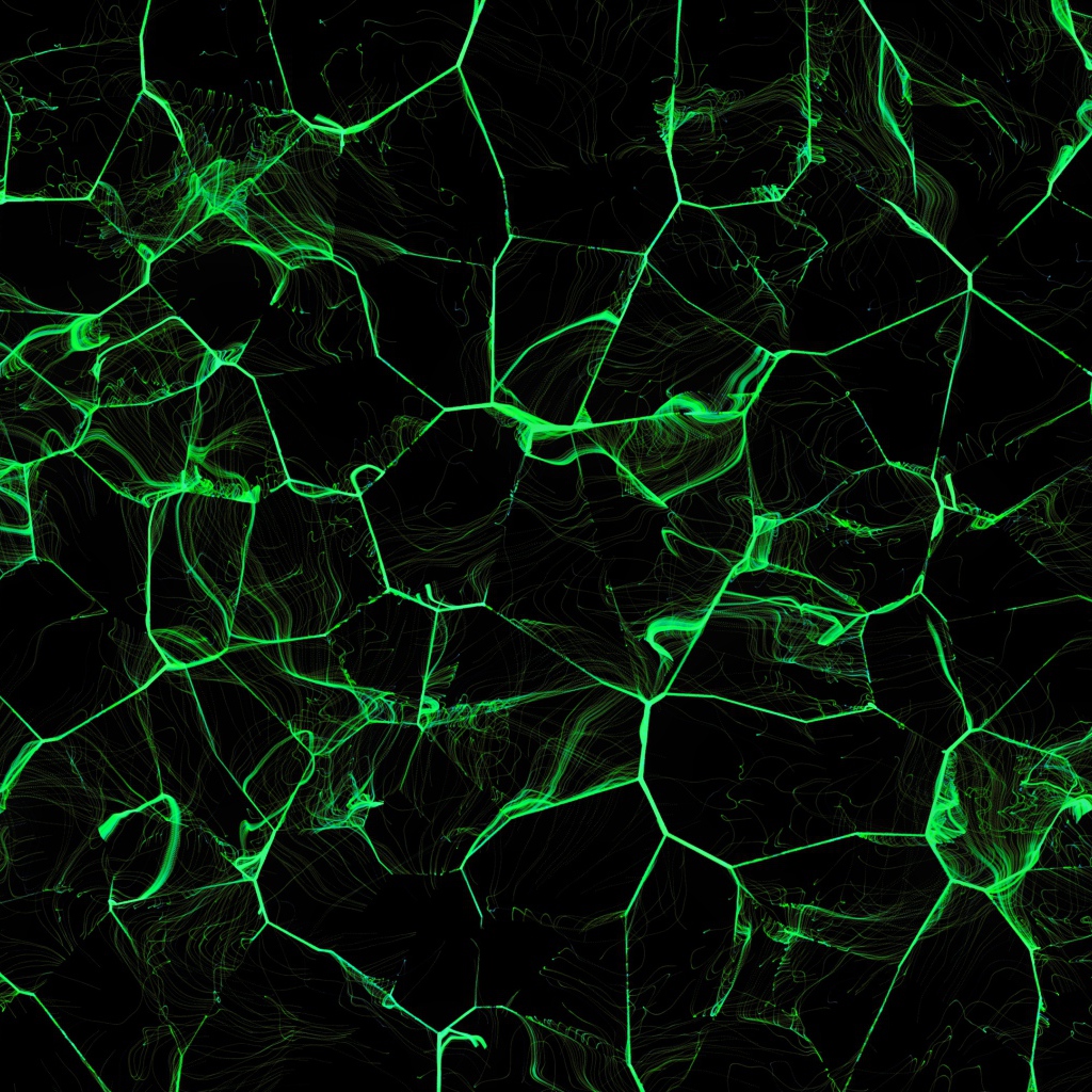 Зеленые абстрактные линии на черном фоне