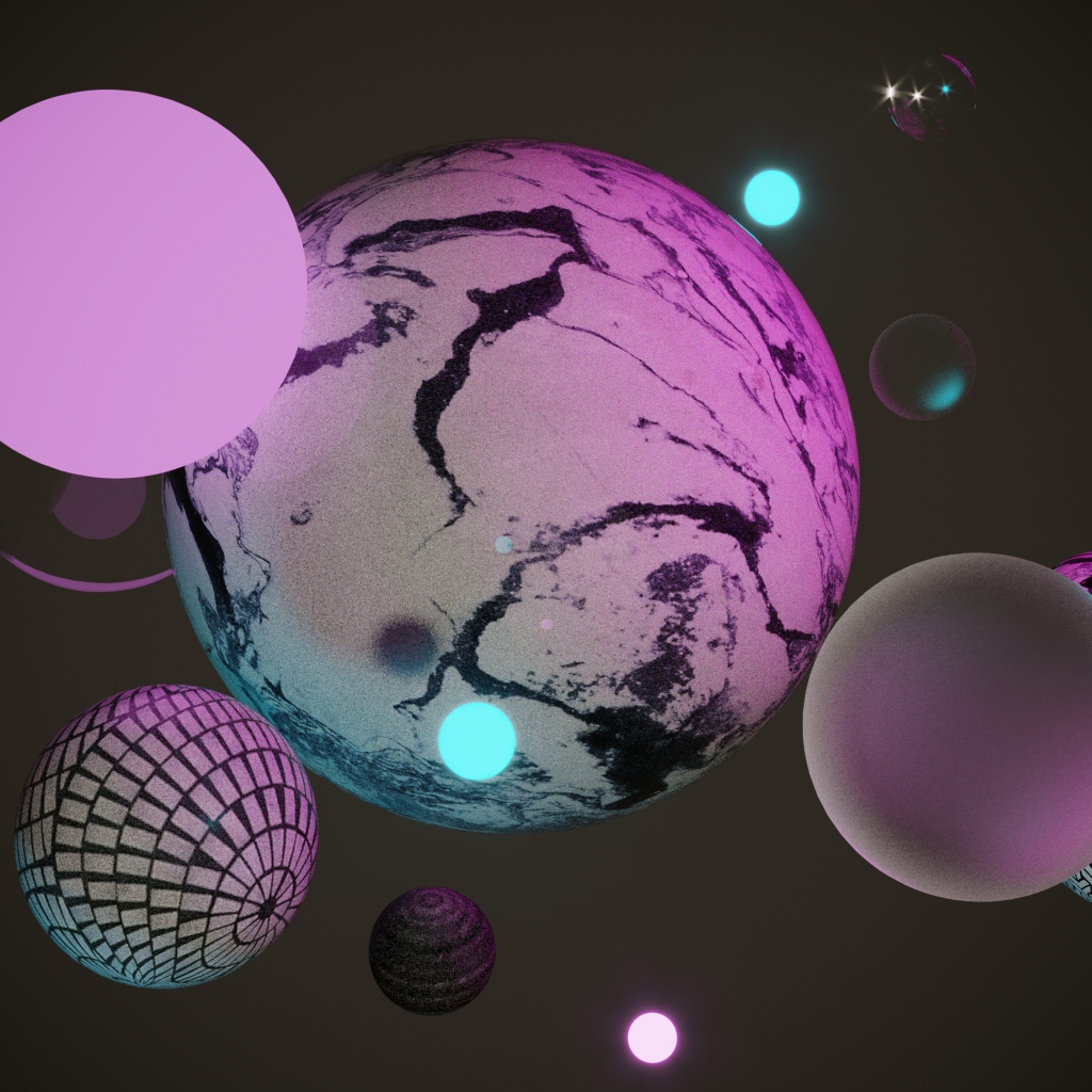 Большие шары разного размера в воздухе