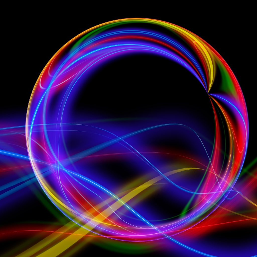 Разноцветная абстрактная сфера с волнами на черном фоне