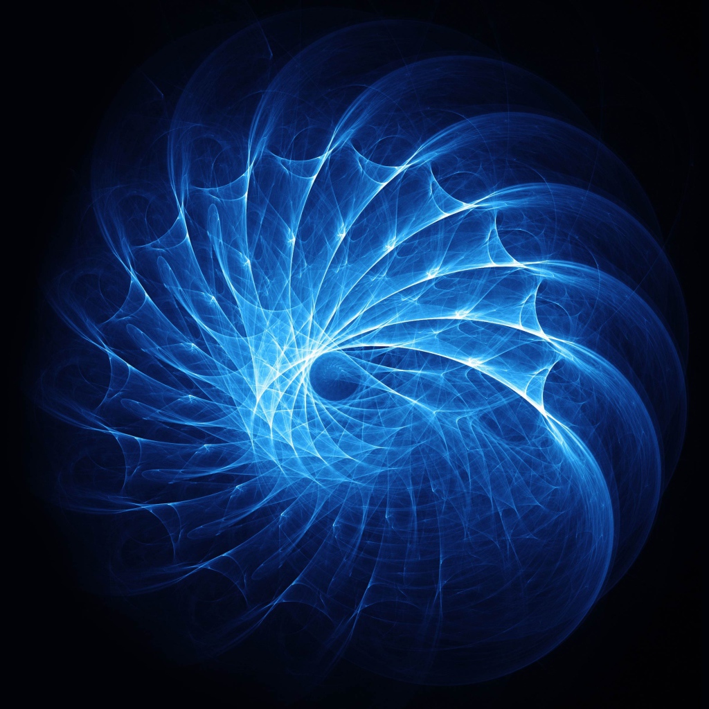 Неоновая фрактальная спираль на черном фоне