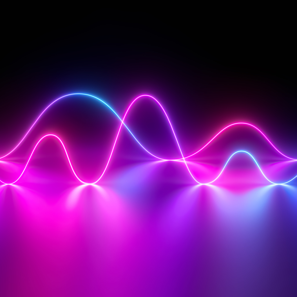 Неоновые волны на сиреневом фоне