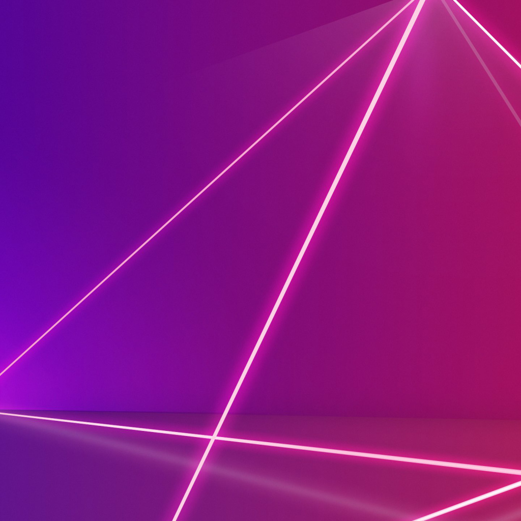 Pink laser beams on a lilac background