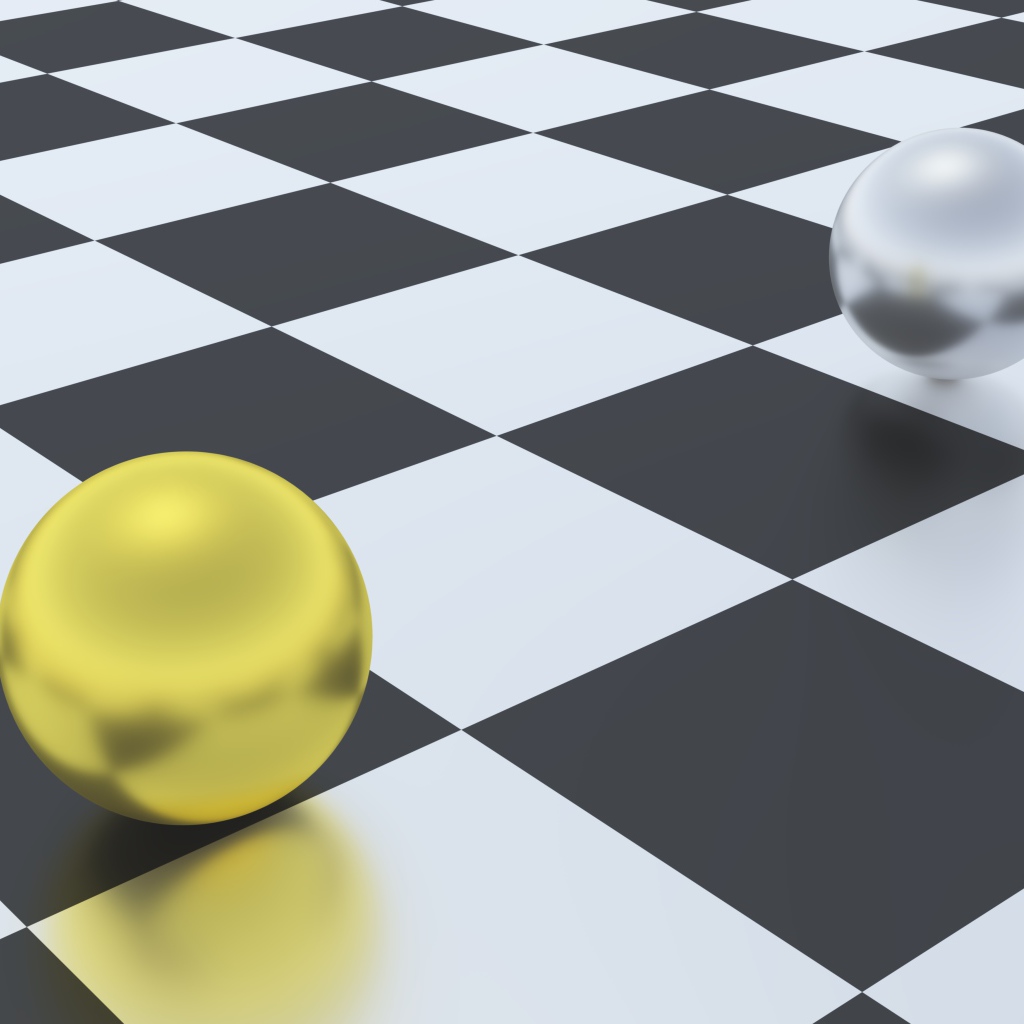 Серебряный и золотой шар на шахматной доске 3д графика