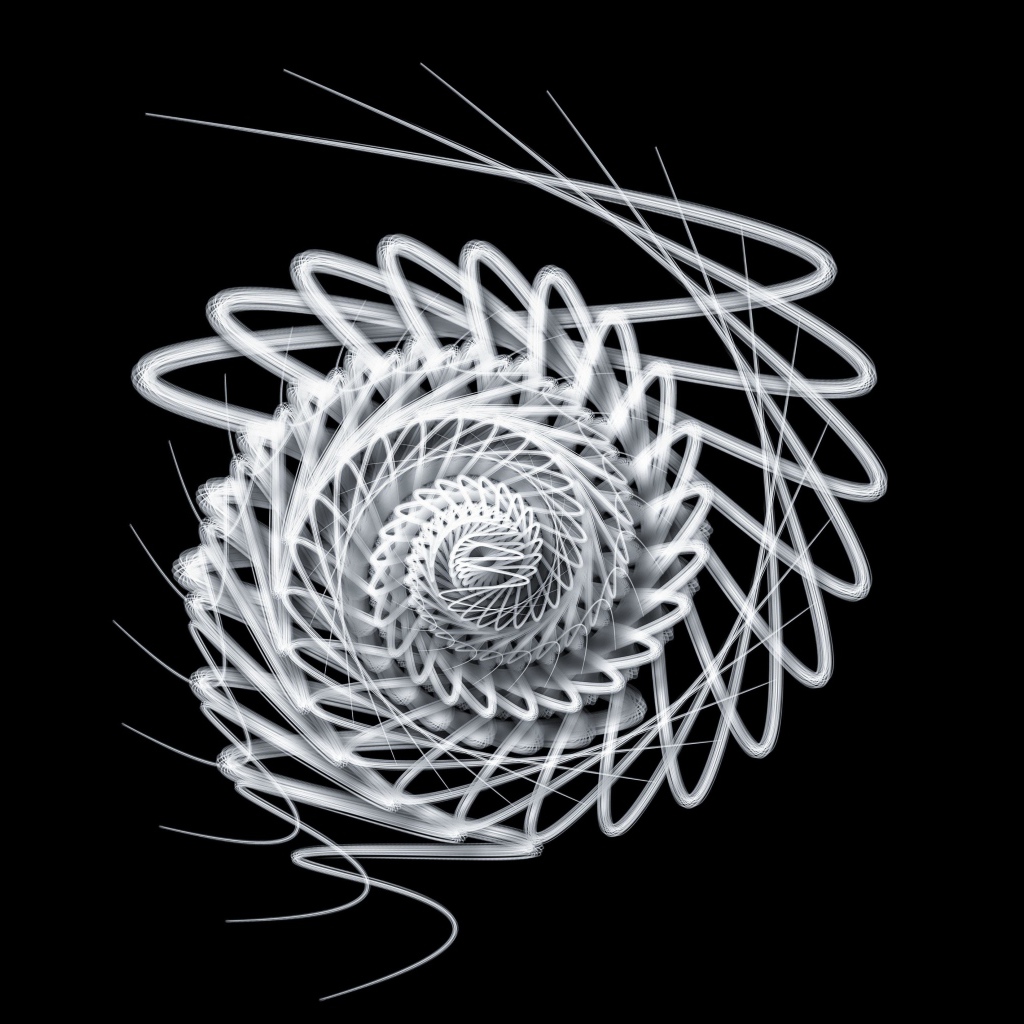 White spiral on a black background