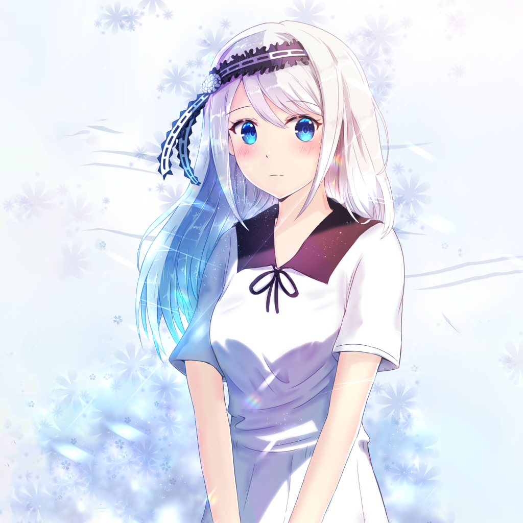 Девушка аниме Miyuki Shirogane Kaguya-sama в белом платье