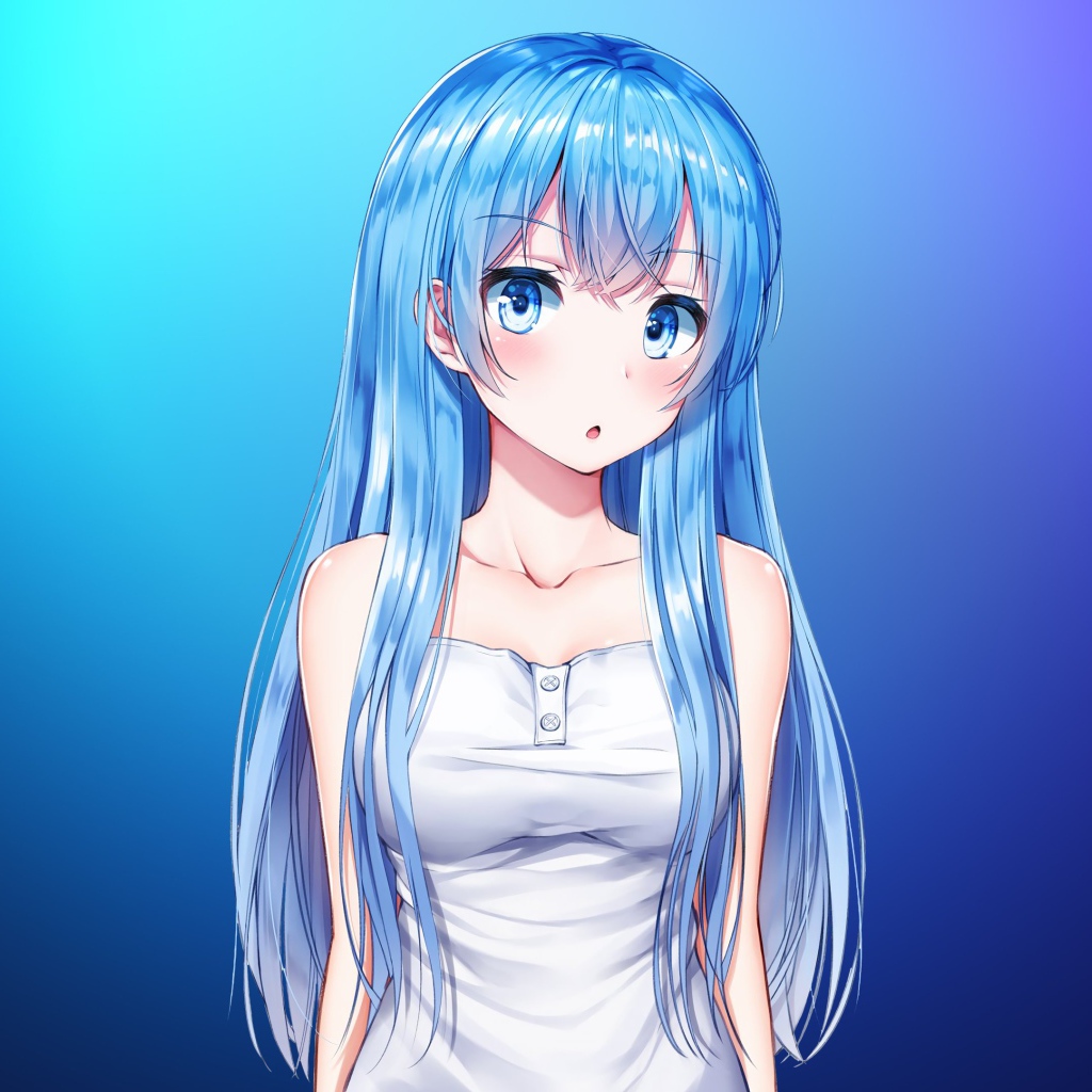 Девушка аниме с голубыми волосами