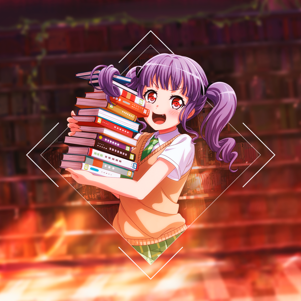 Anime girl with books in the library Desktop wallpapers 1024x1024