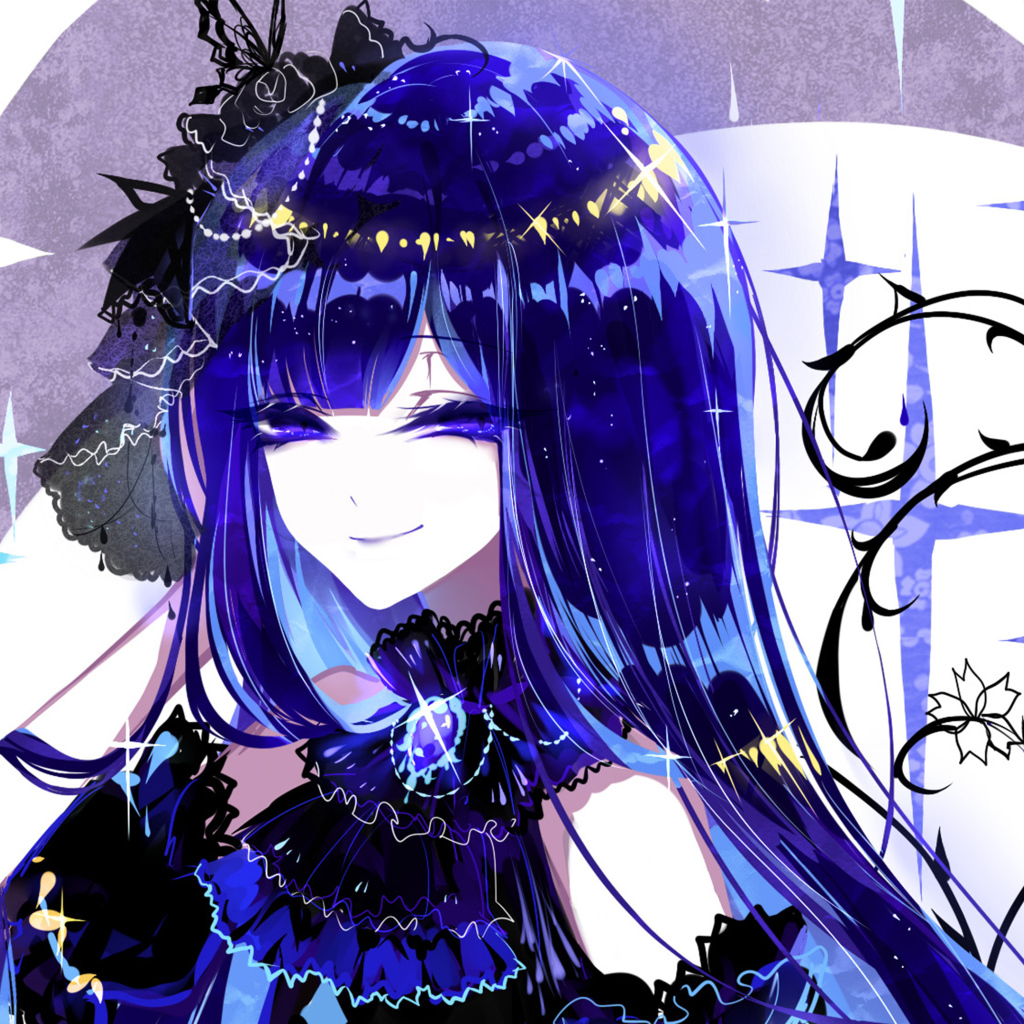 Девушка аниме с неоновыми волосами 