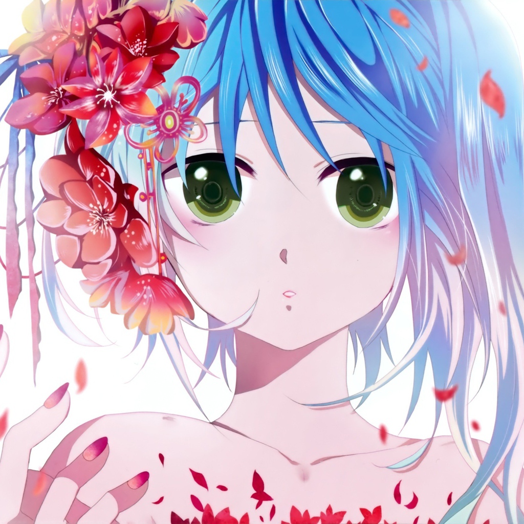 The girl with flowers in her hair anime Vocaloid