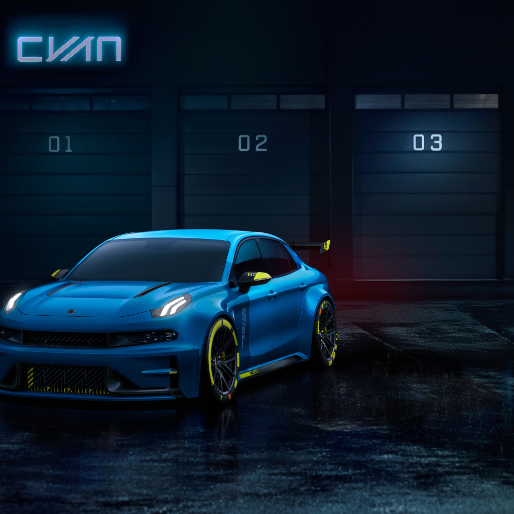 Синий автомобиль Lynk & Co 03 TCR, 2019 года 