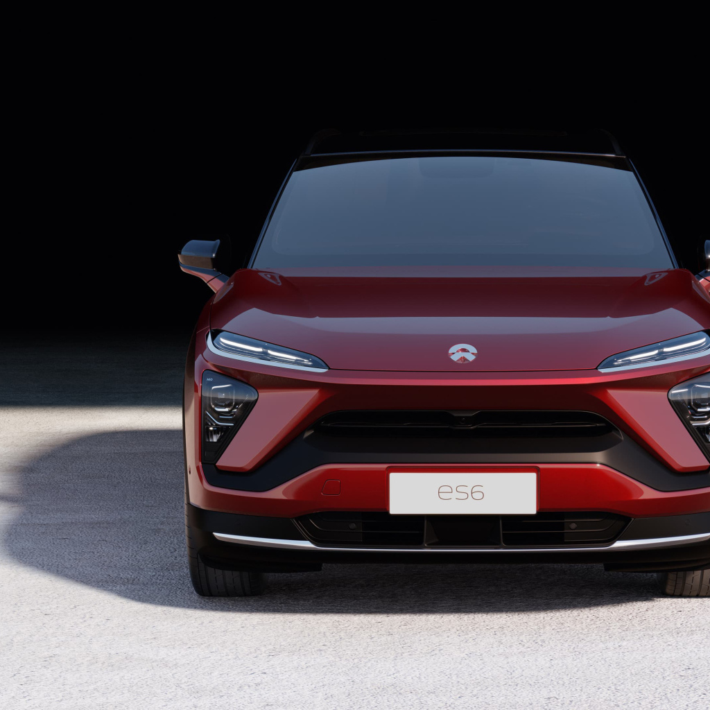 Бордовый автомобиль NIO ES6 2019 года вид спереди