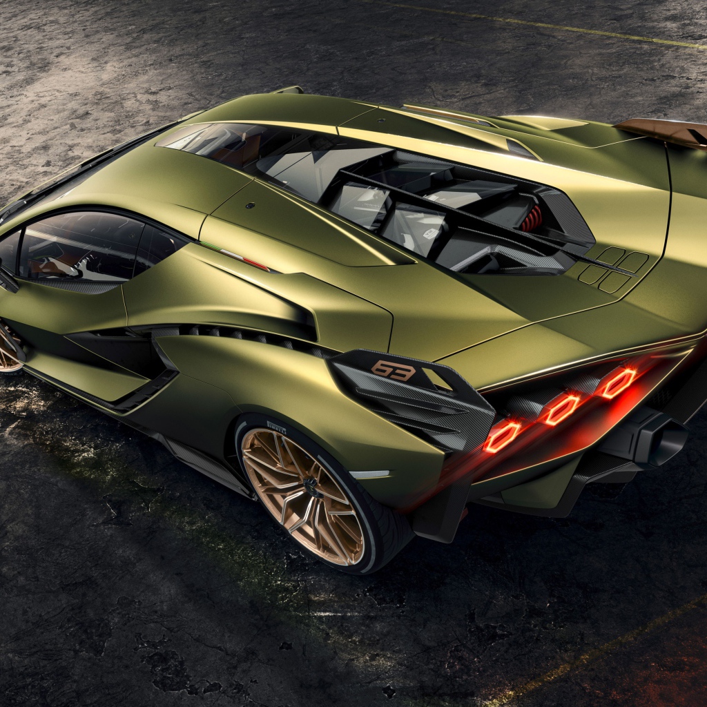 Автомобиль Lamborghini Sian 2019 года вид сзади