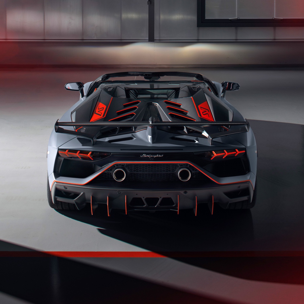 Спортивный автомобиль Lamborghini Aventador SVJ 63 Roadster 2020 года вид сзади