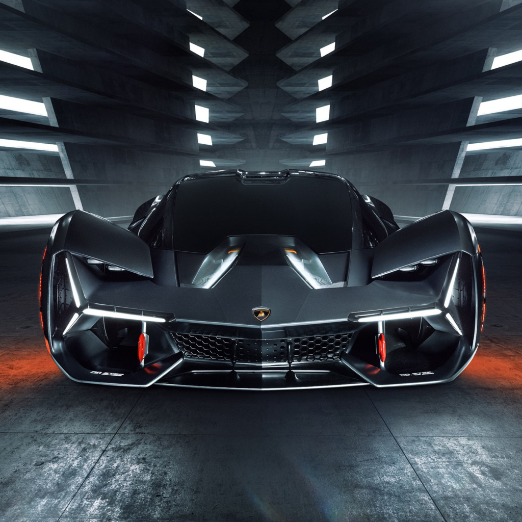 Дорогой спортивный автомобиль Lamborghini Terzo Millennio 2019 года вид спереди