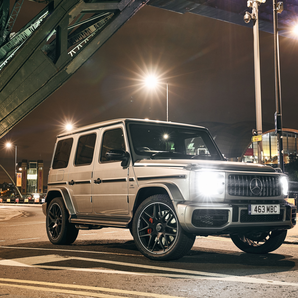 2018 Mercedes-AMG G 63 jeep with headlights on