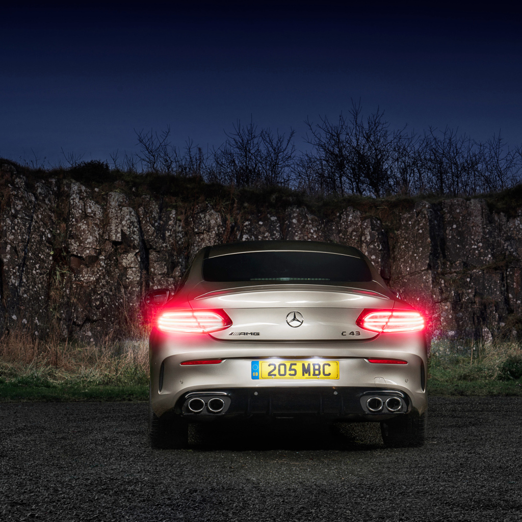 Автомобиль Mercedes-AMG C 43, 2019  года вид сзади