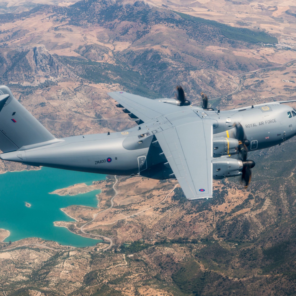 Airbus A400M military aircraft in the sky