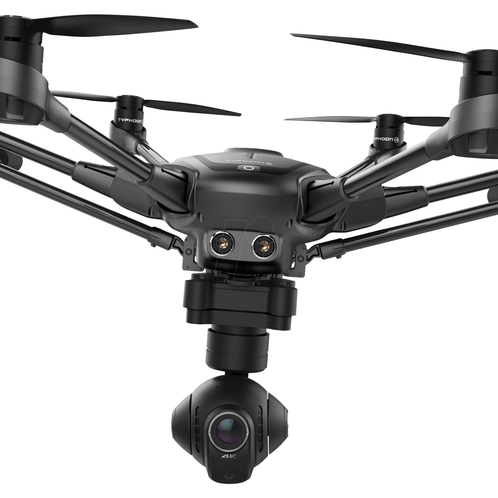 Black quadrocopter Yuneec Typhoon H on a white background