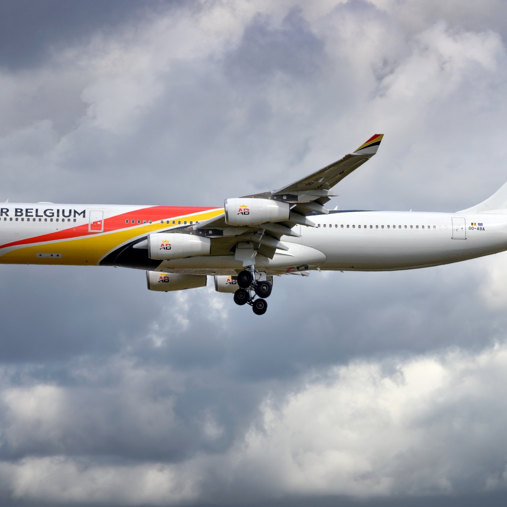 Large passenger Airbus A340-300 by AIR BELGIUM