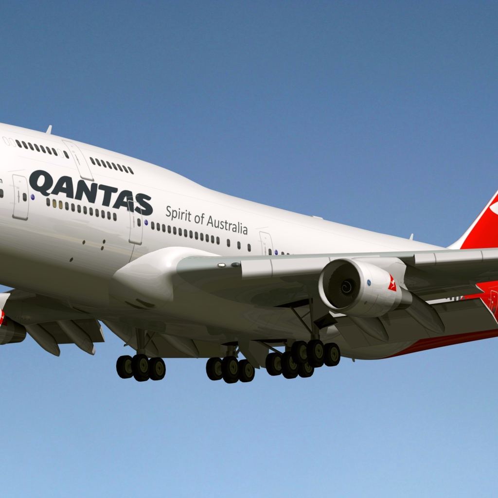 Passenger Boeing 747-400 Qantas Airlines in the sky