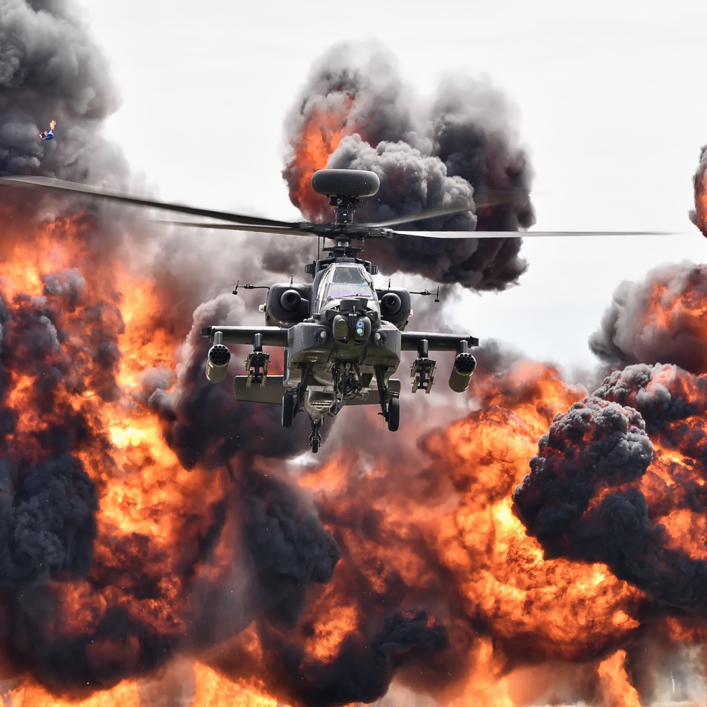 US Army Boeing AH-64 Apache attack helicopter at the fire club