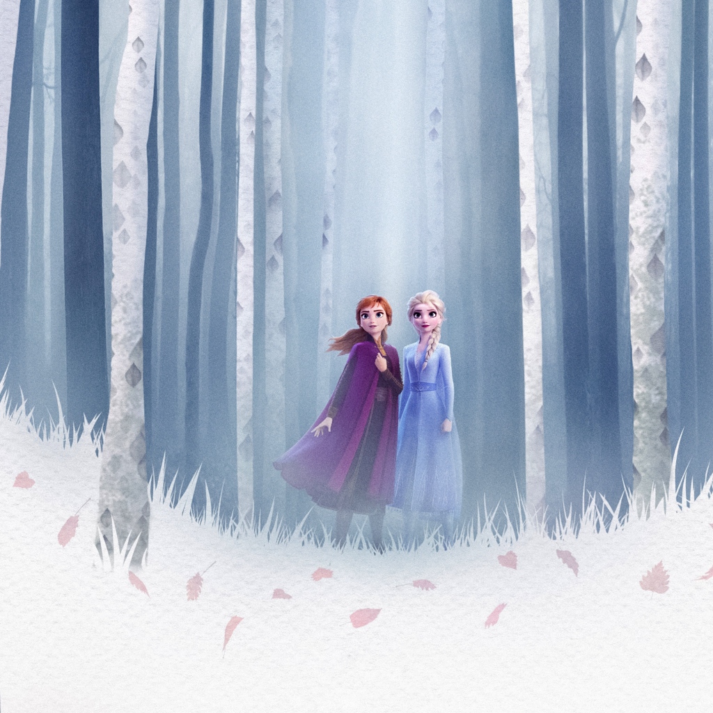 Главное героини мультфильма Холодное сердце 2 в лесу