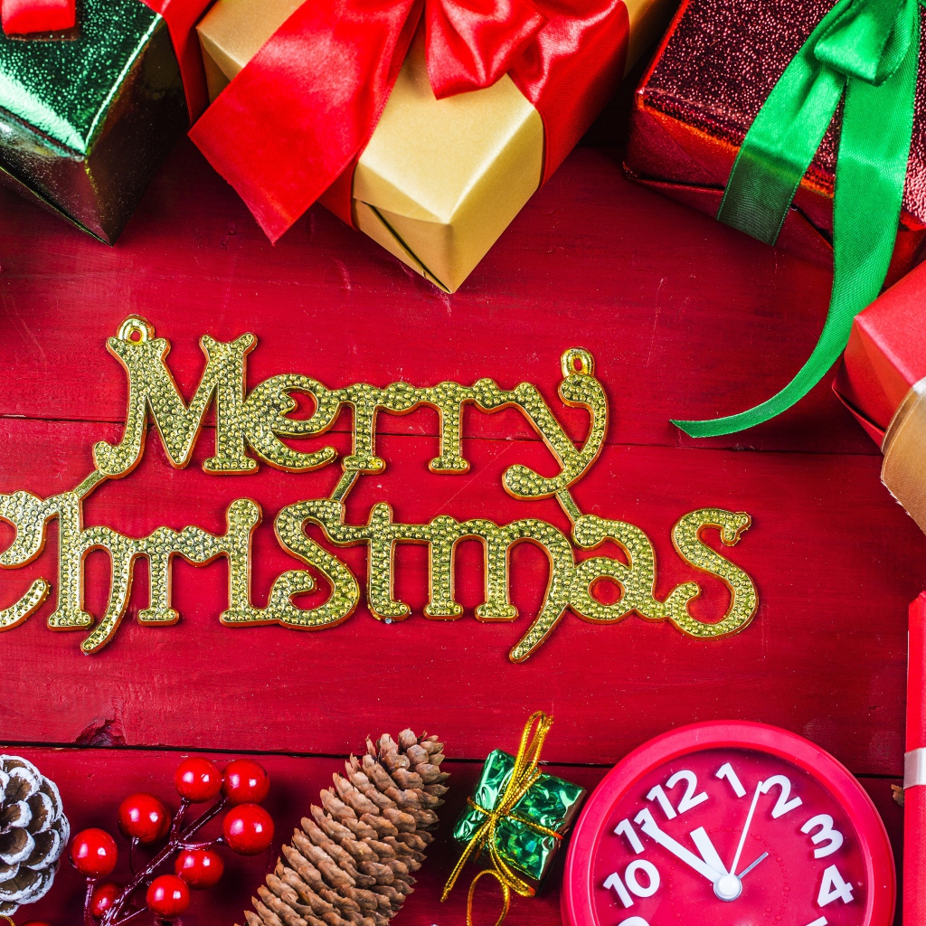 Подарки с надписью Счастливого Рождества 
