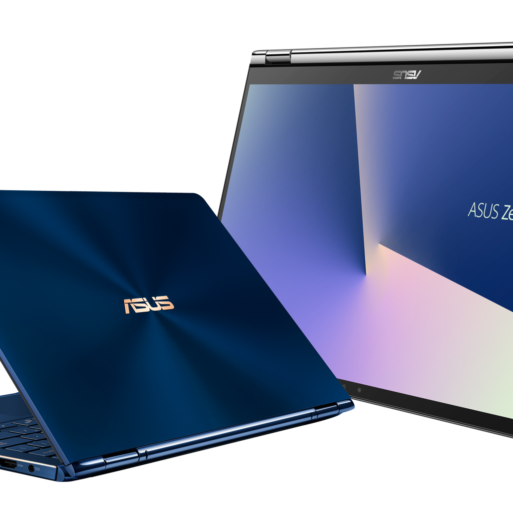 Тонкие ноутбуки Asus ZenBook на белом фоне