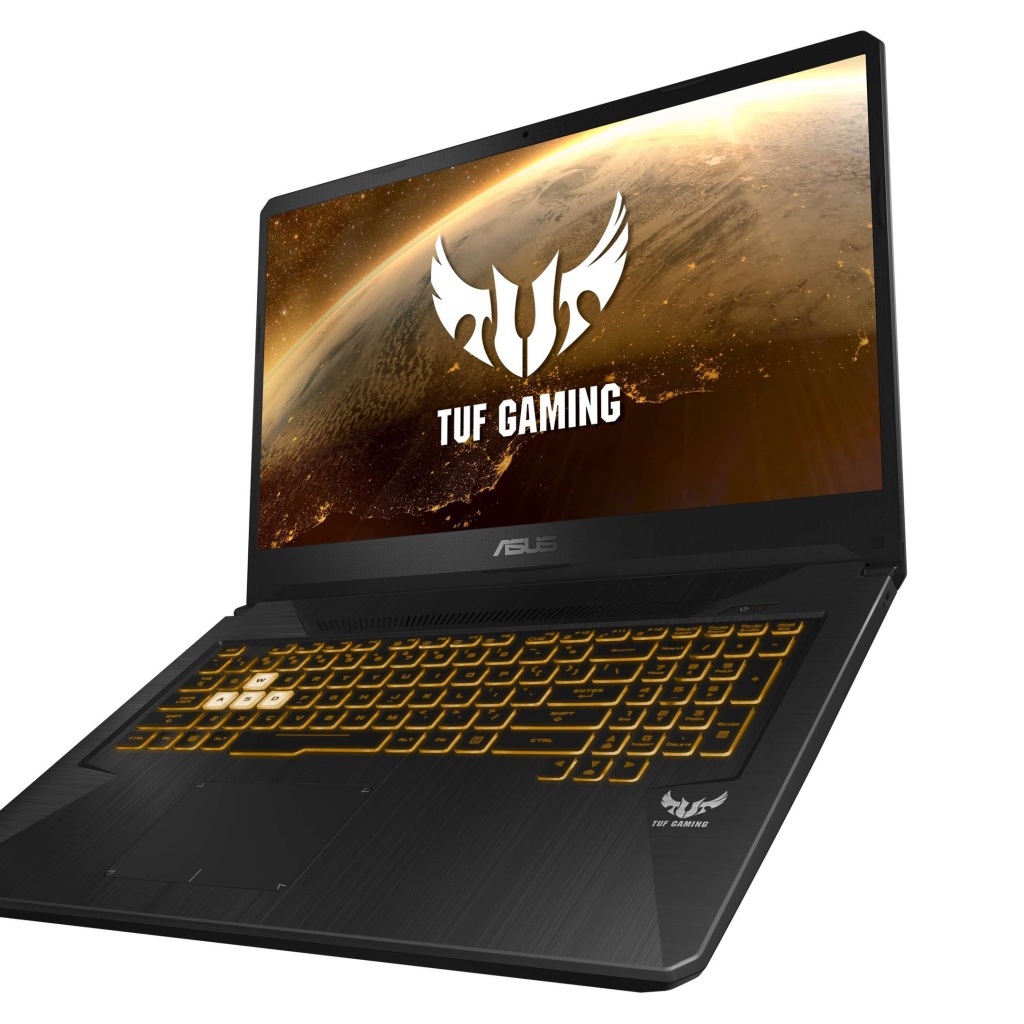 Игровой ноутбук ASUS TUF Gaming FX505DY & FX705DY на белом фоне, CES 2019