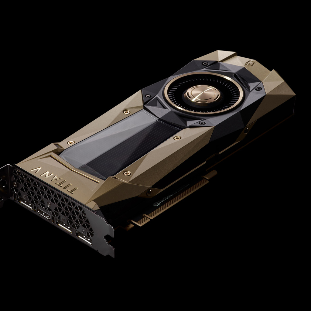 Видеокарта Nvidia TITAN V на черном фоне