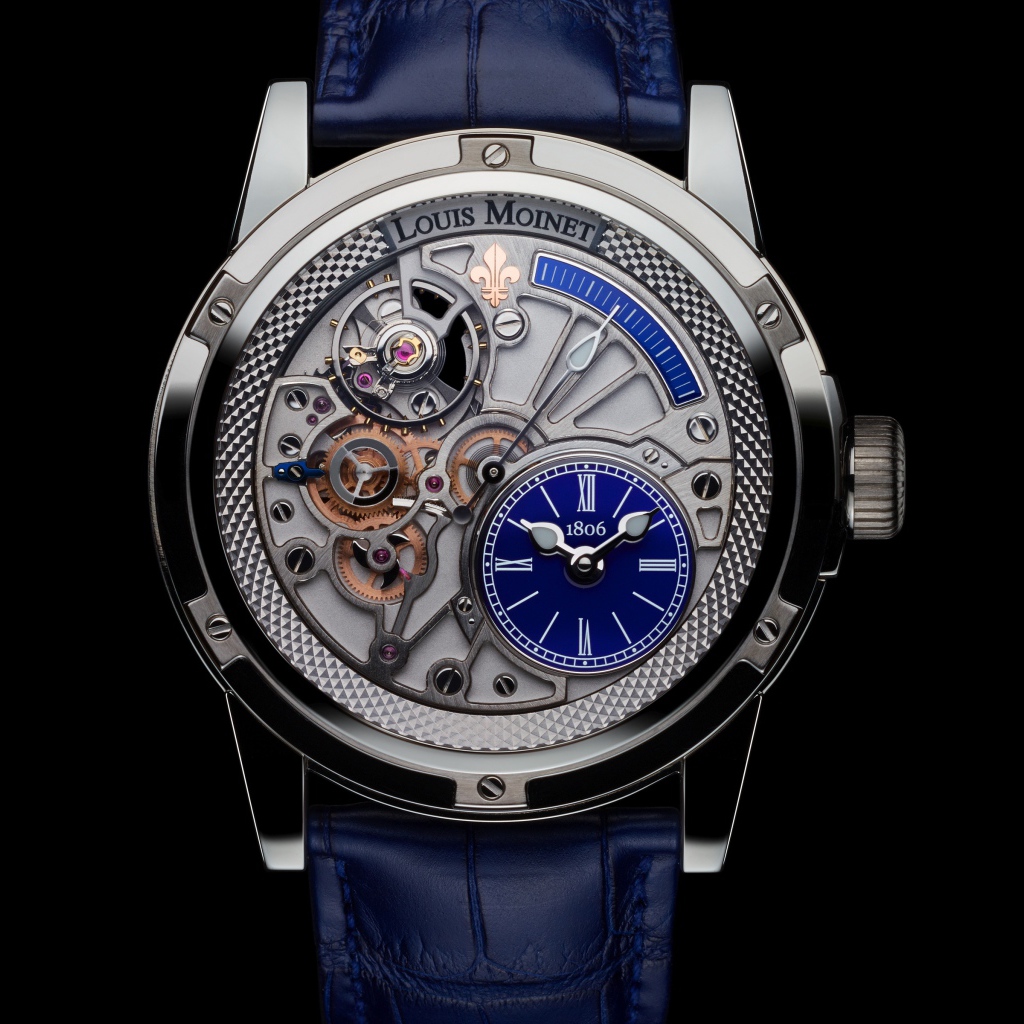 Стильные мужские часы Louis Moinet на черном фоне