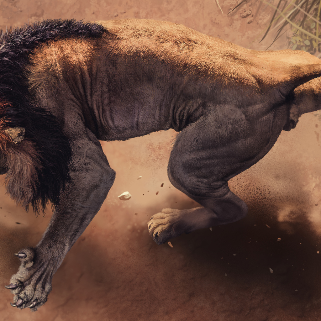 Свирепый дикий нарисованный лев 