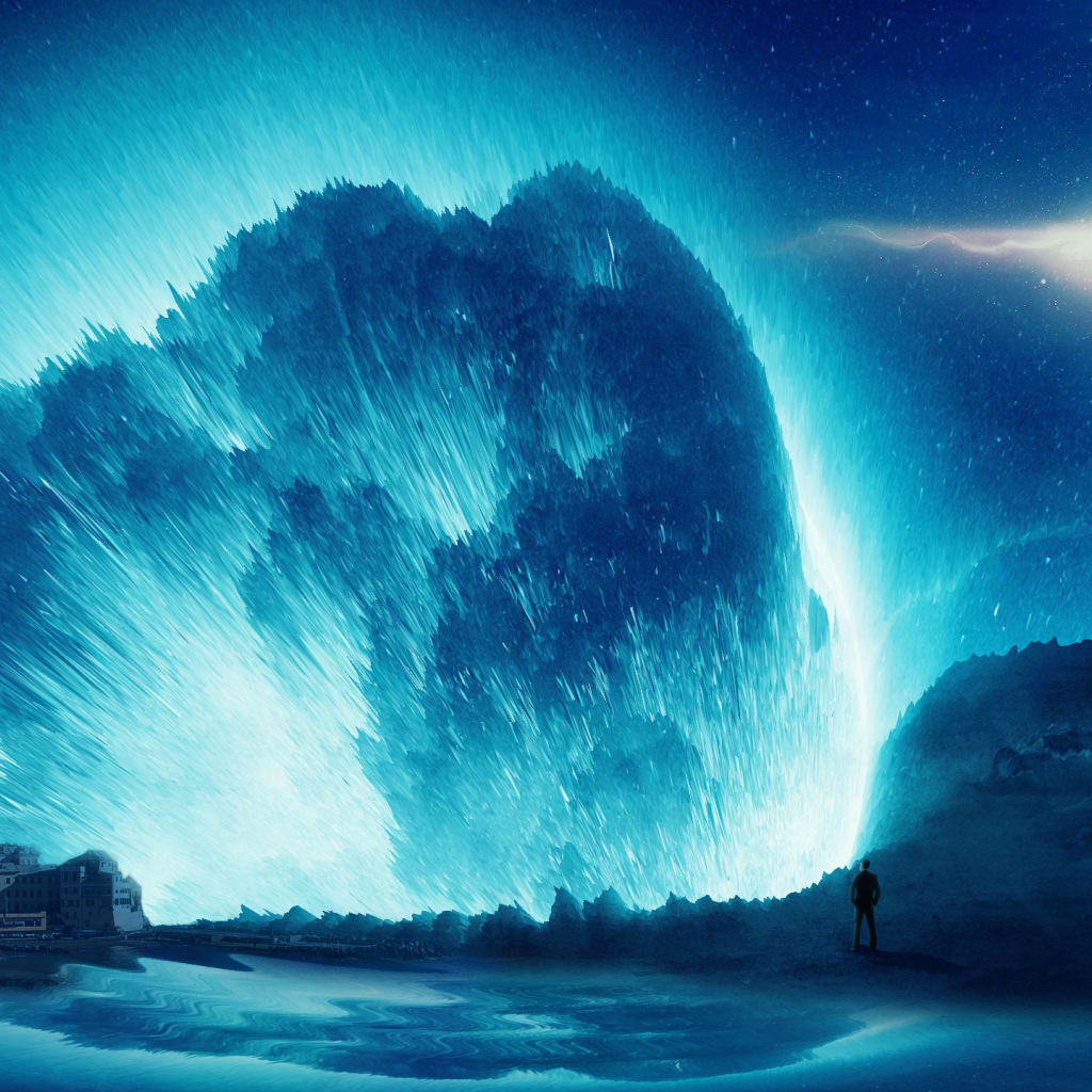 Фантастическая волна в небе над городом