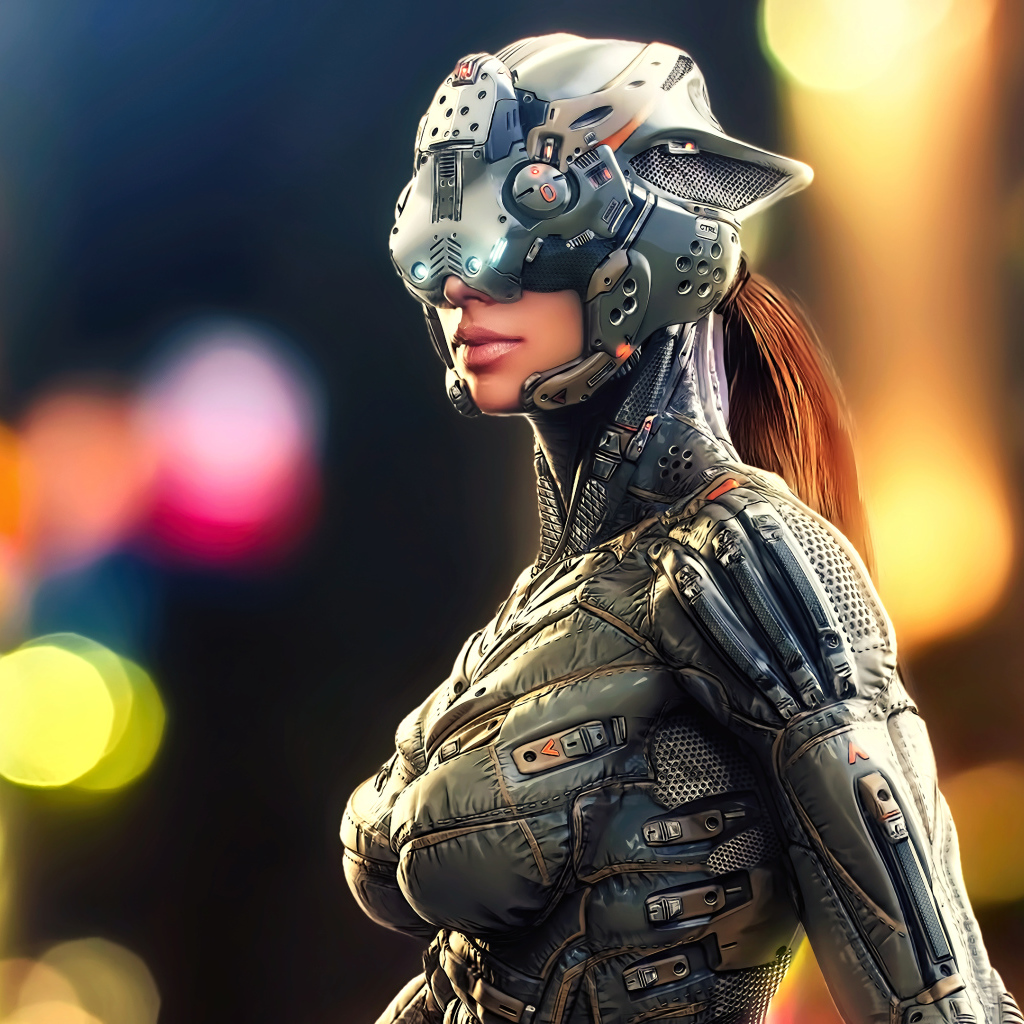Девушка в костюме киборга