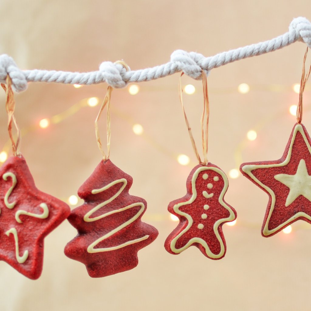 Новогоднее печенье на веревке 