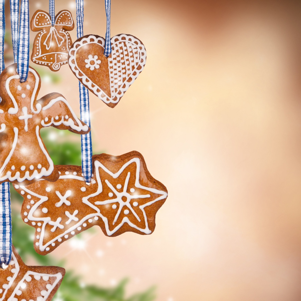 Праздничное печенье на веревках на Рождество 