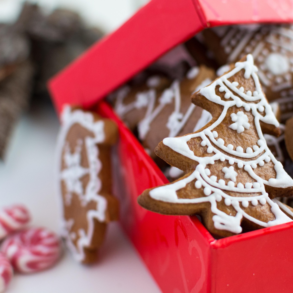 Печенье елочки в красной коробке 