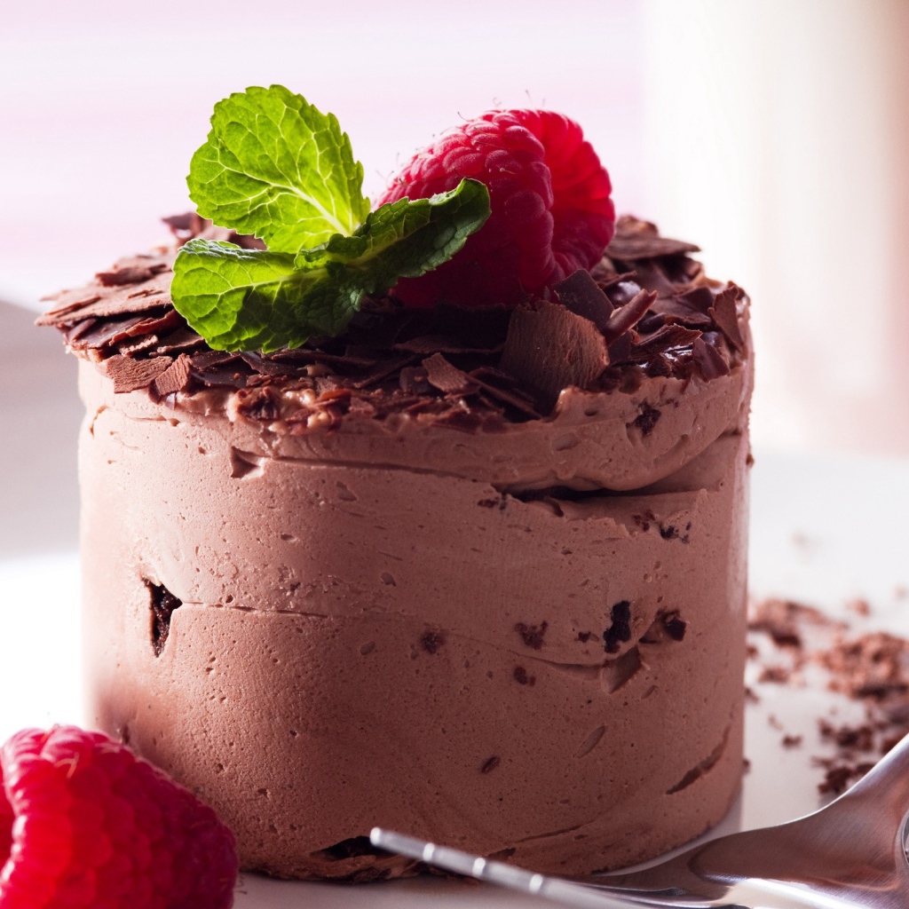 Кофейное мороженое с тертым шоколадом и ягодами малины