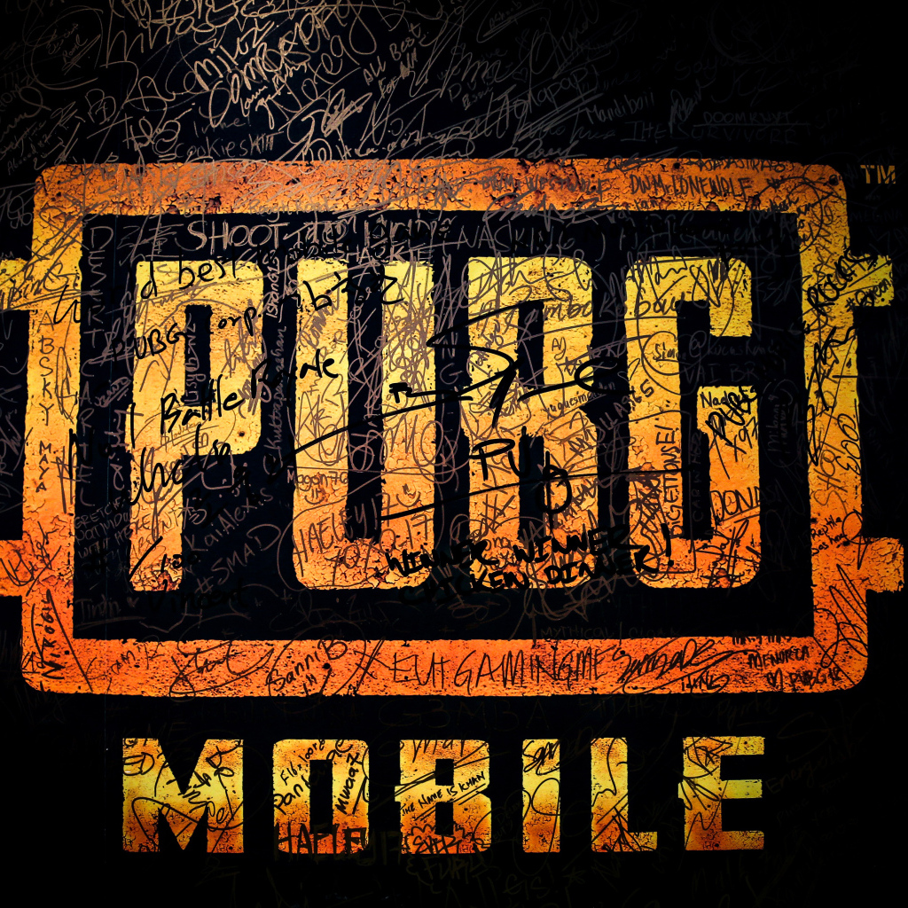 Логотип компьютерной игры  PUBG MOBILE на черном фоне