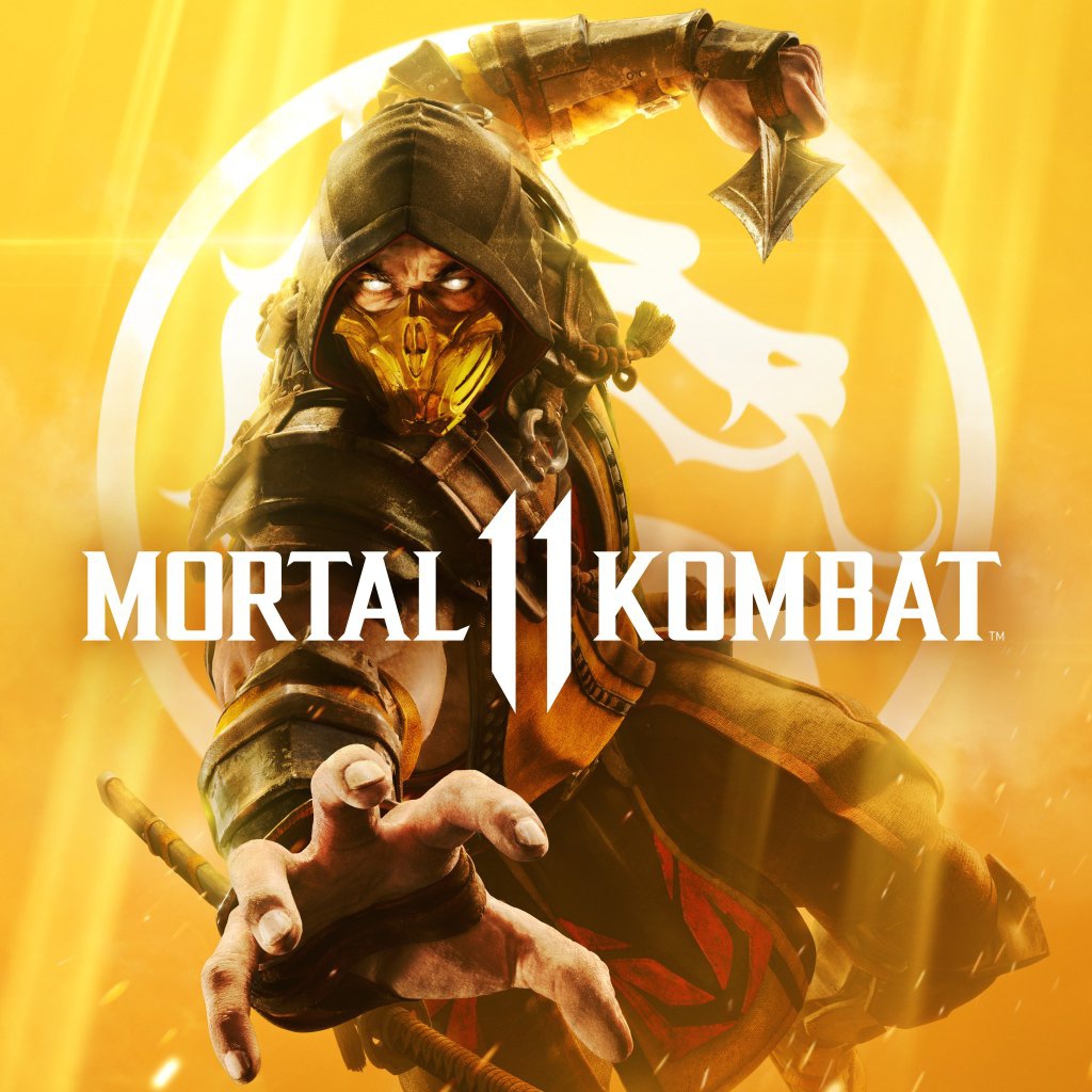 Постер компьютерной игры Mortal Kombat 11 с персонажем Скорпион