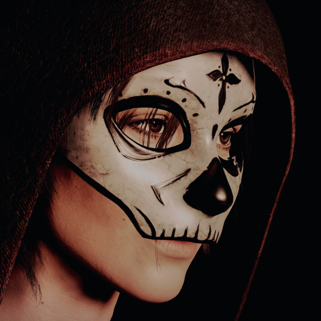 Молодая девушка в капюшоне с маской на лице